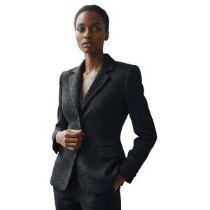 GIORGIO ARMANI 90s Persian Curly Lamb Silk Blazer 40 6 8 Jacket Textured Faux
